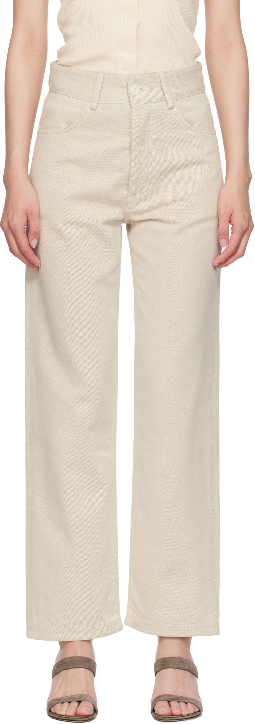 Jeans Baserange Baserange Tajo Wide-Leg Jeans Beige | TRTA-DE-SU25