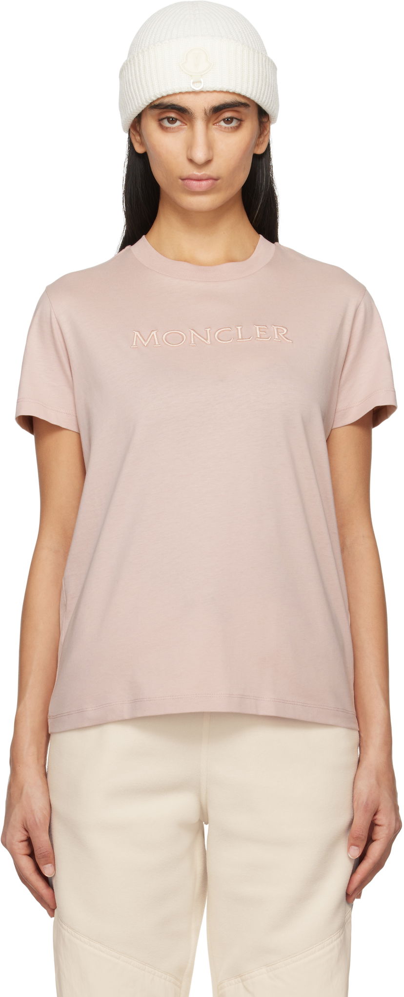 T-paita Moncler SS Logo T-shirt Vaaleanpunainen | K10938C0000889AUO