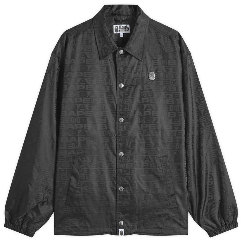Tuulitakki BAPE Nylon Coach Jacket with All-Over Logo Print Musta | 001LJK801314M-BLK