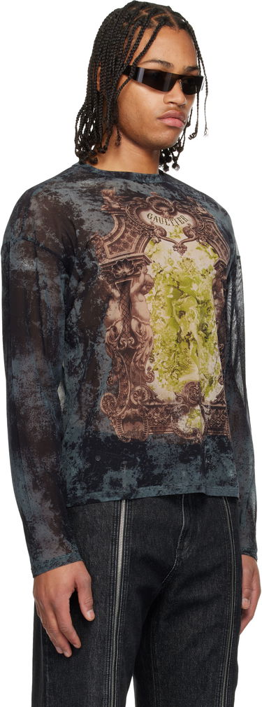 T-paita Jean Paul Gaultier The Oversized Médaillon Printed Mesh Long Sleeve Top Monivärinen | 25/04-W-TO340-M006P-005740, 1