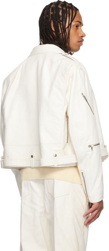Takki Rick Owens Concordians Cropped Jumbo Bauhaus Stooges Leather Jacket Valkoinen | RU02E1770 LBH, 2