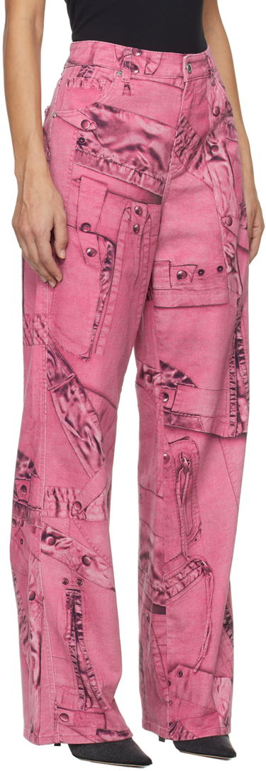 Jeans Blumarine Blumarine Trompe L'œil Print Wide-Leg Jeans Vaaleanpunainen | P422J128A, 1