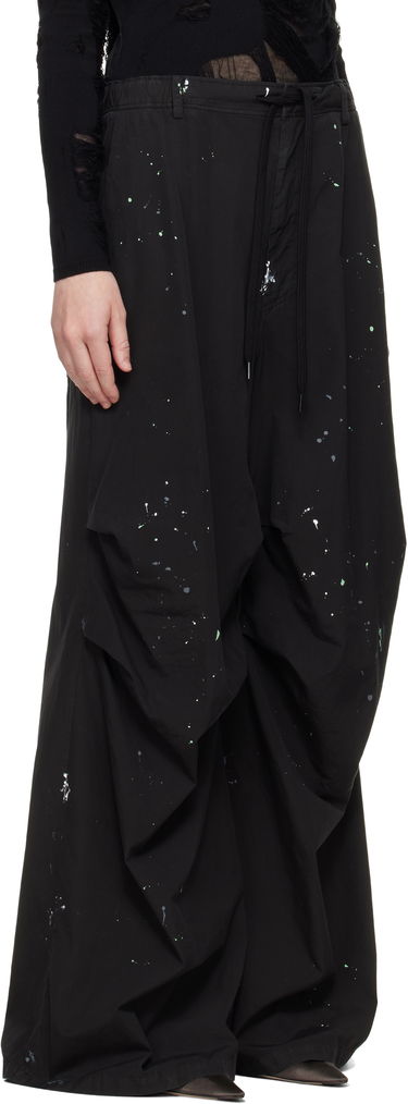 Cargo housut Maison Margiela MM6 Maison Margiela Light Cotton Poplin Wide Leg Trousers with Paint Splatter Musta | S62KB0240 M35458, 1