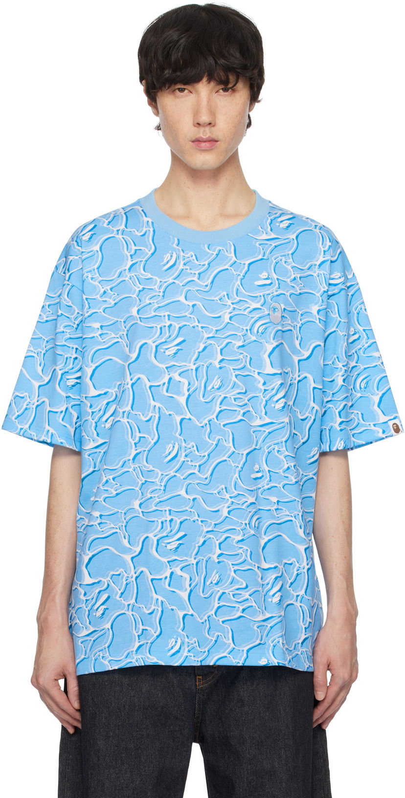 T-paita BAPE ABC Sea Surface Camo Relaxed Fit T-Shirt Sininen | 001CSK701002F