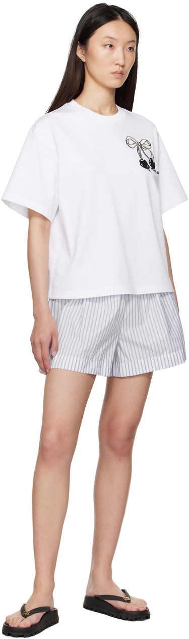 Shortsit Moncler Moncler Striped Shorts Valkoinen | K20932B00006598S1, 4