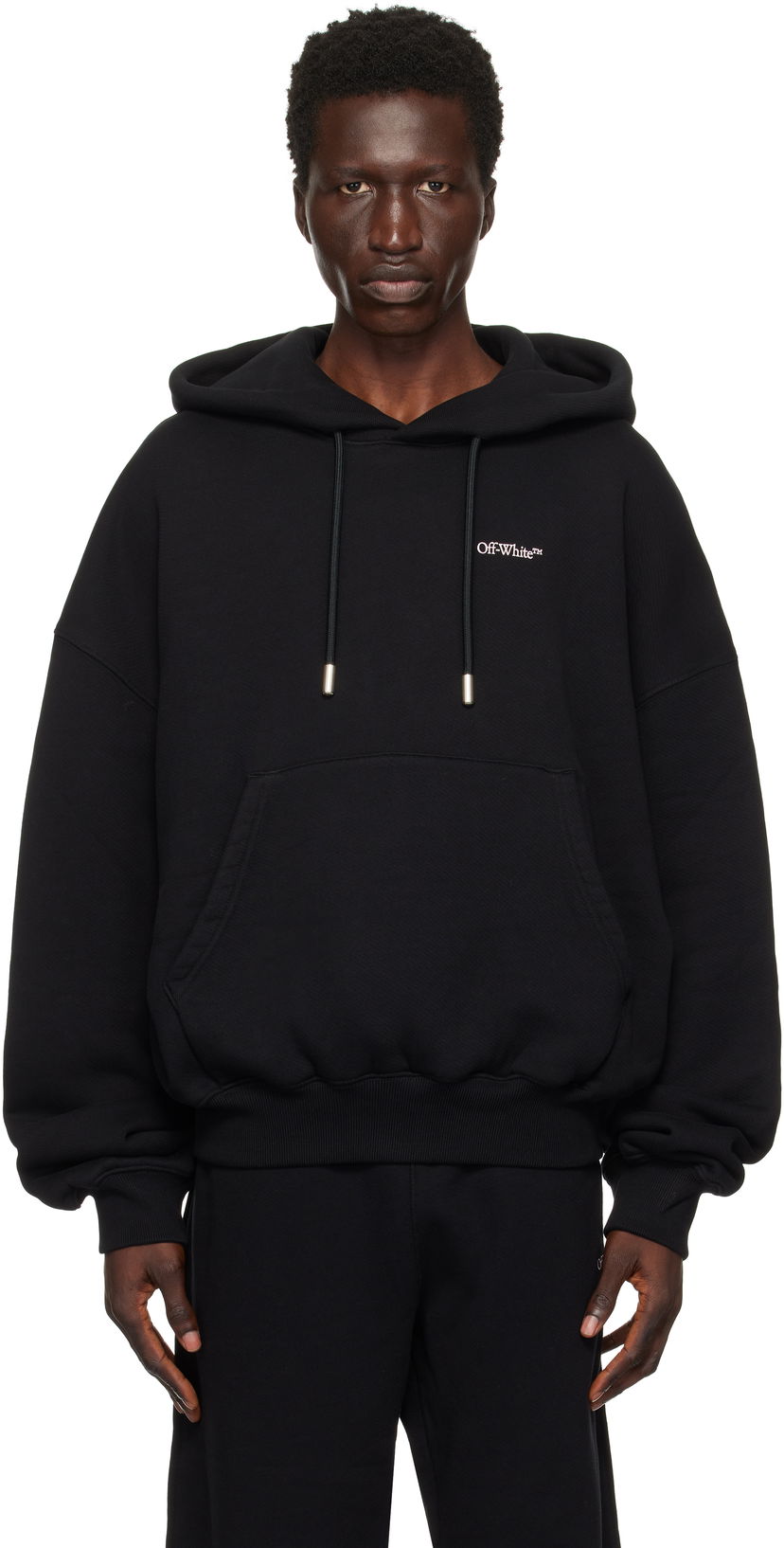 Huppari Off-White Oversized Hoodie With Logo Print Musta | OMBB118F24FLE0031030