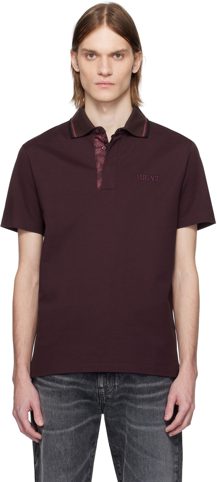 Poolopaita Versace Versace Piqué Polo Burgundia | 1015808_1A11072