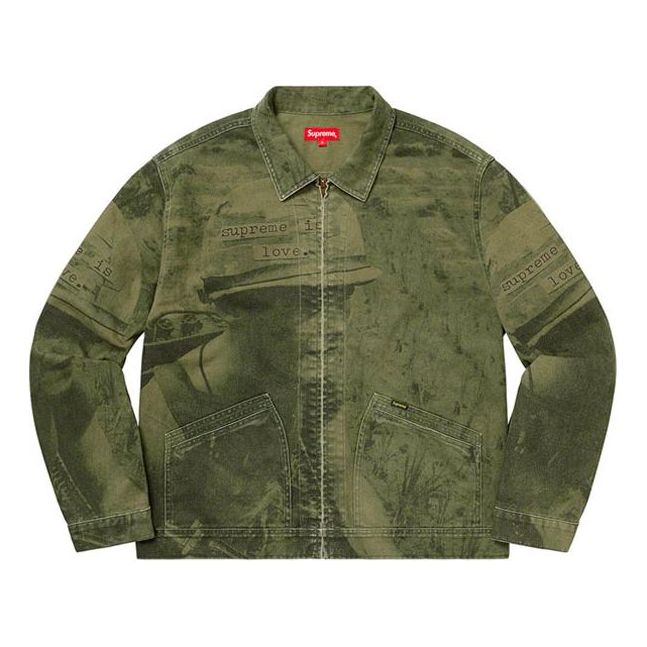 Takki Supreme Supreme Is Love Denim Work Jacket Vihreä | SUP-FW19-060