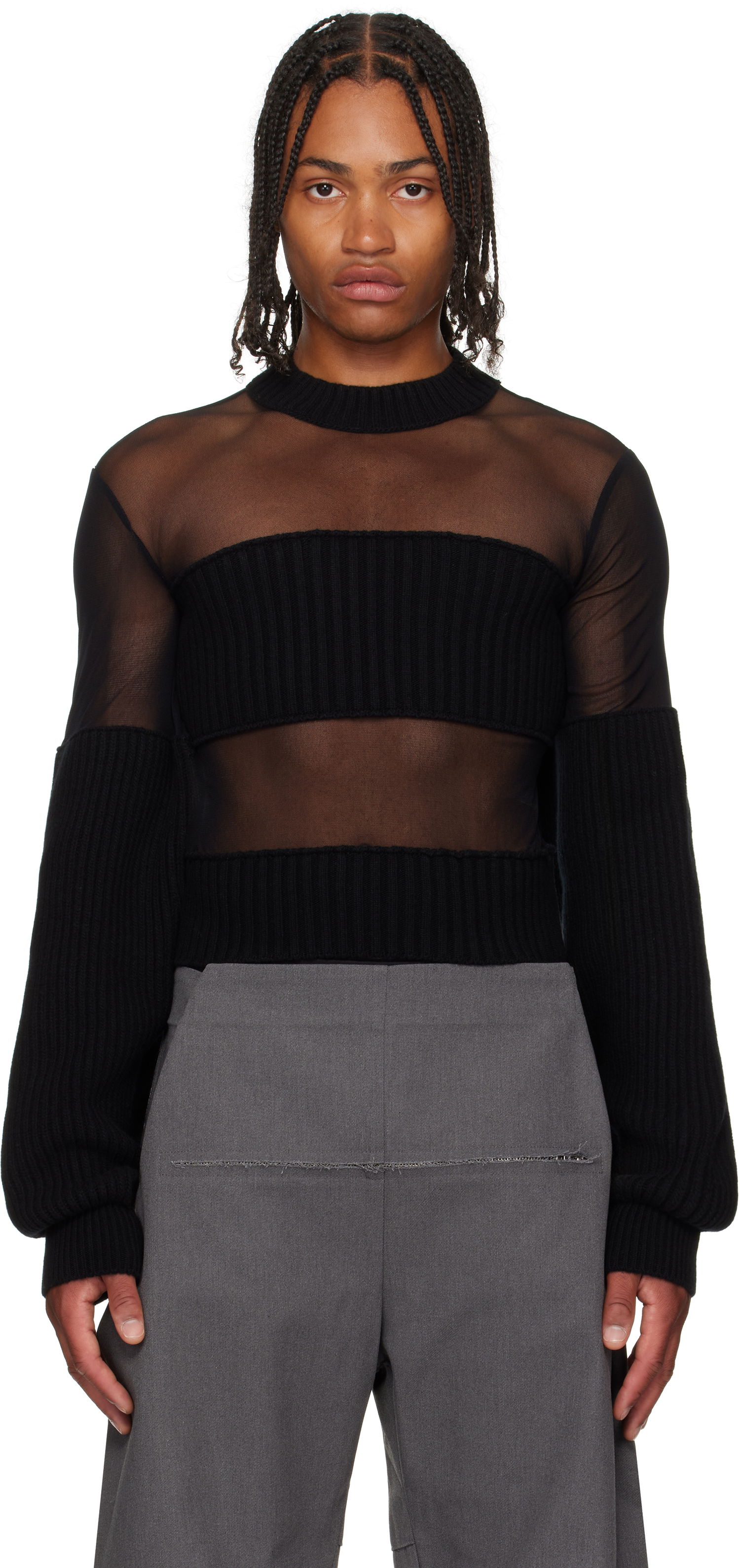 T-paitoja ja toppeja Jean Paul Gaultier Jean Paul Gaultier Mesh Cut Out Detail Top Musta | 25/03-W-PO016-K002-00, 0