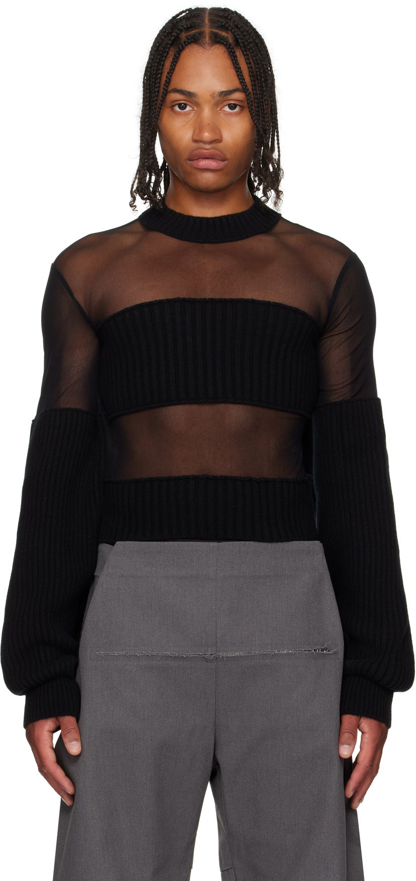 T-paitoja ja toppeja Jean Paul Gaultier Jean Paul Gaultier Mesh Cut Out Detail Top Musta | 25/03-W-PO016-K002-00