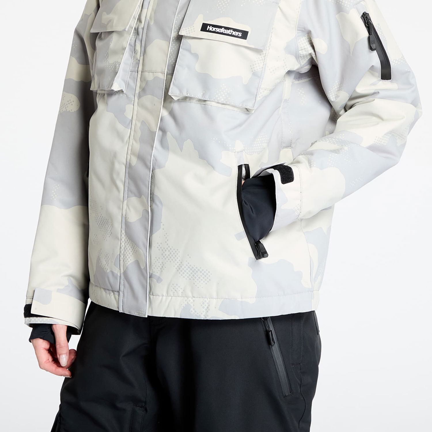 Parka Horsefeathers Snowstorm Print Hooded Jacket Valkoinen | OW221B, 1