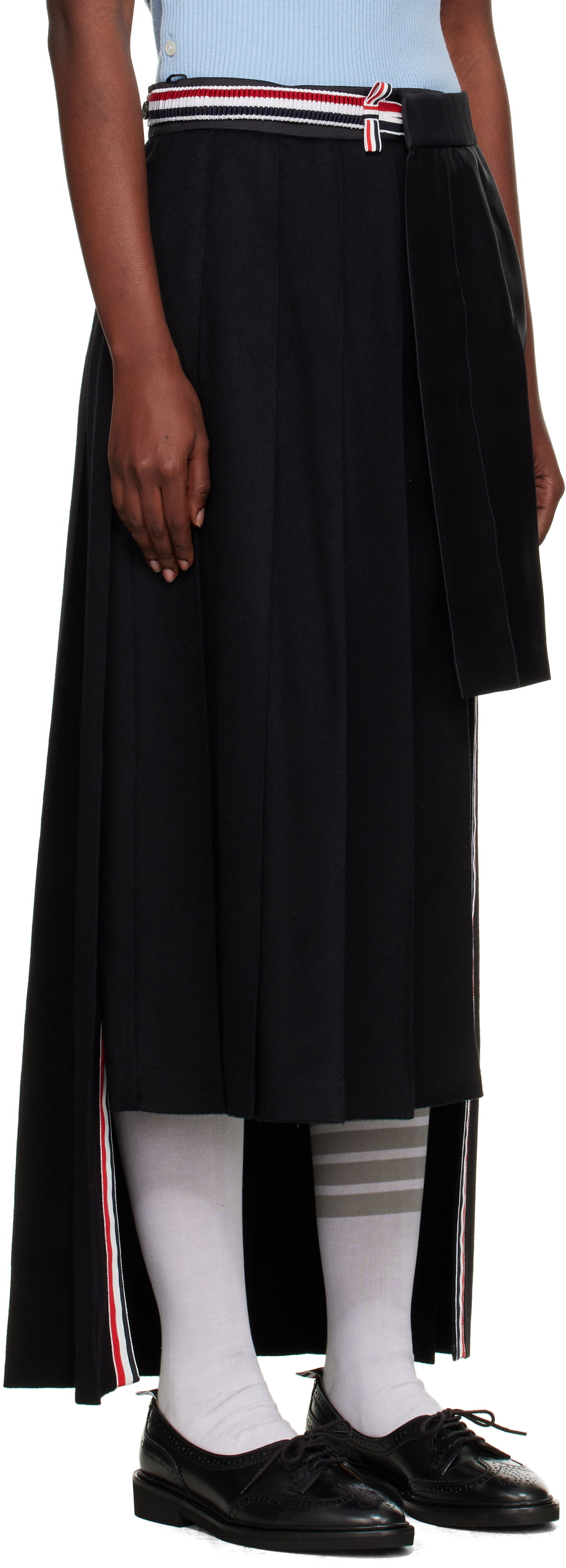 Hame Thom Browne Wrap Pleated Midi Skirt Musta | FGCA33C-07962, 1