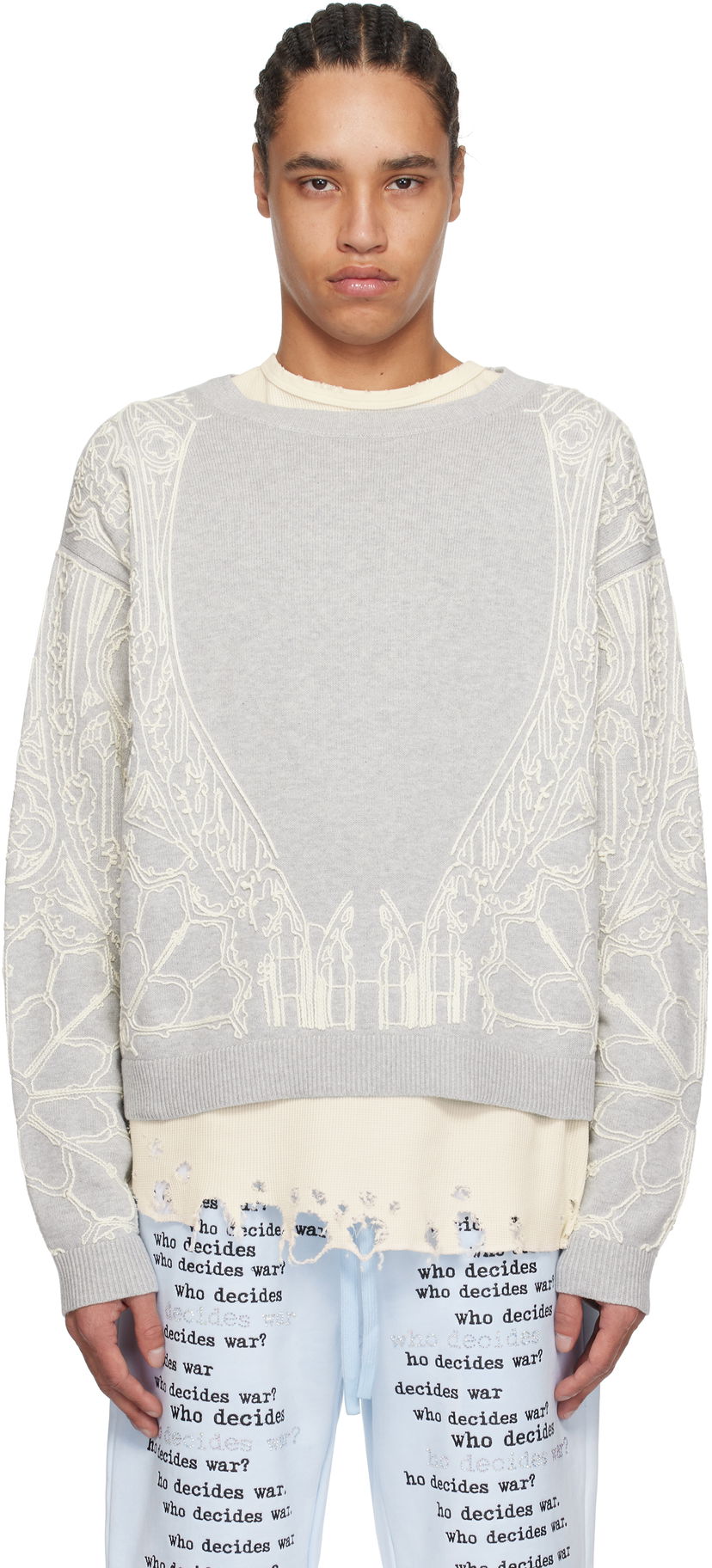 Villapaita Who Decides War Who Decides War Notre Dame Sweater Harmaa | 1110440021SS25