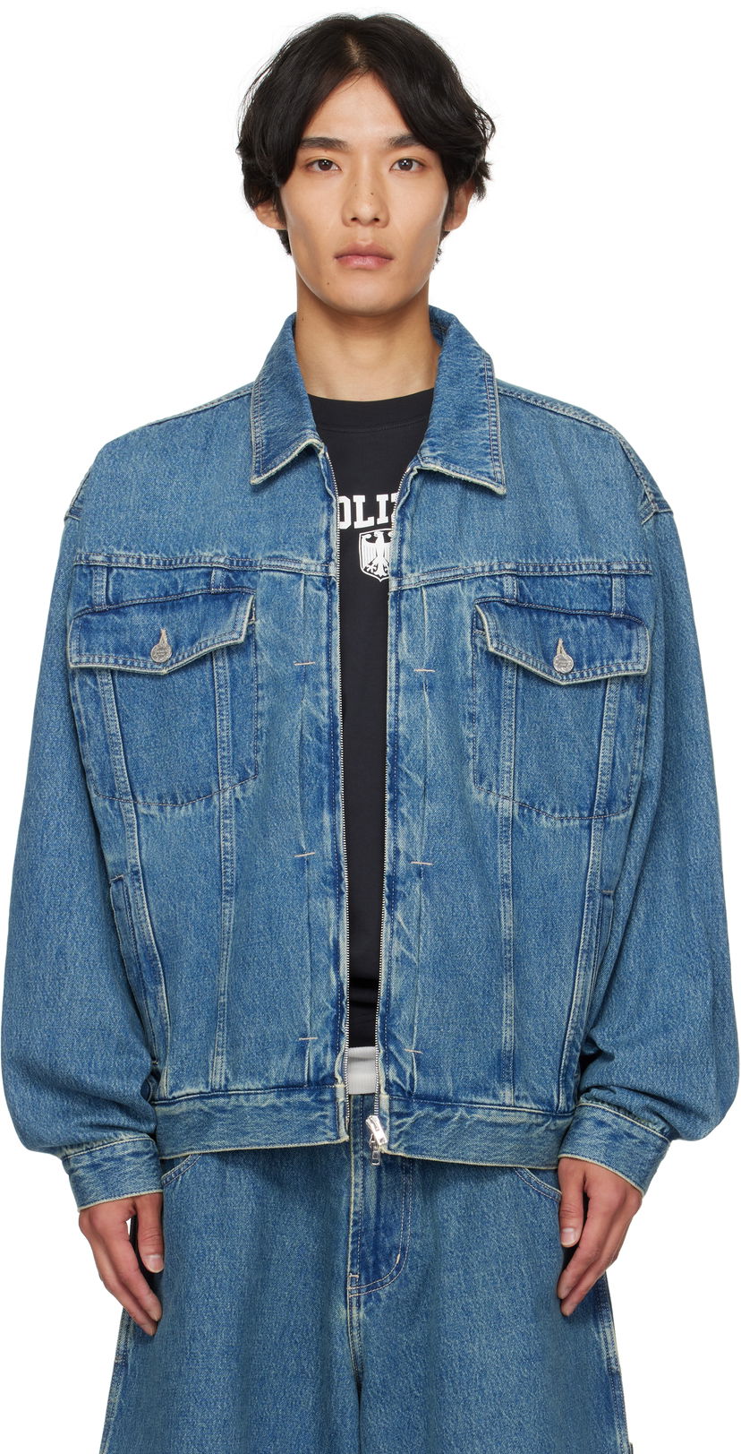 Takki VETEMENTS Hip-Hop Denim Jacket Sininen | UH76DJ250VB