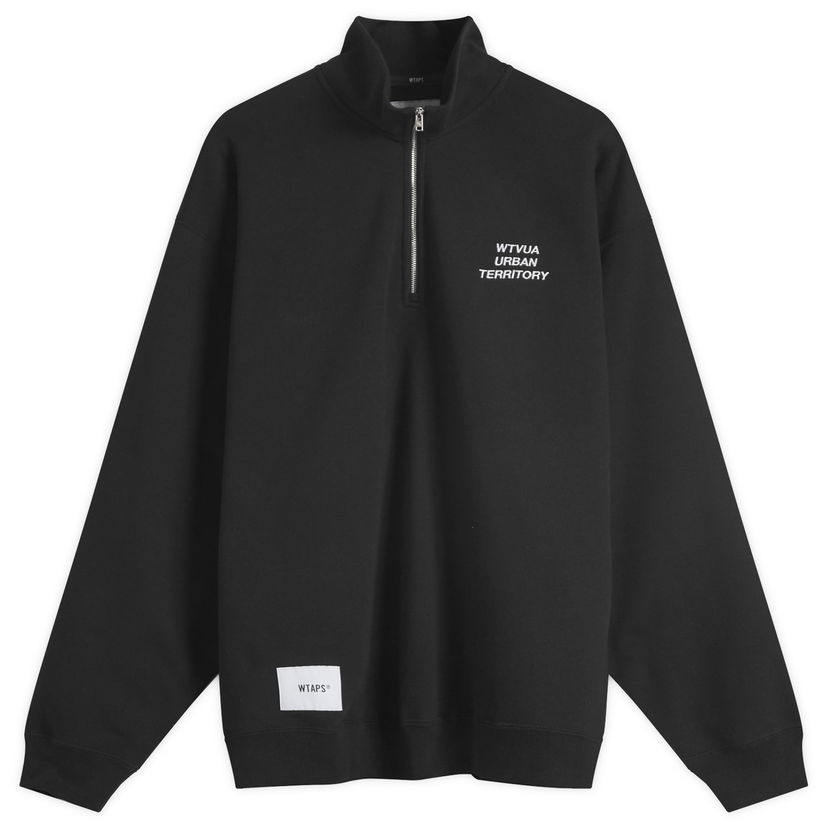 Huppari WTAPS Embroidered Half Zip Sweatshirt Musta | 242ATDT-CSM20-BLK