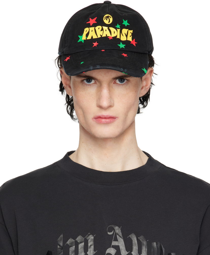 Korkki Palm Angels 'Paradise' Palm Baseball Cap Musta | PMLB108S25FAB0031018