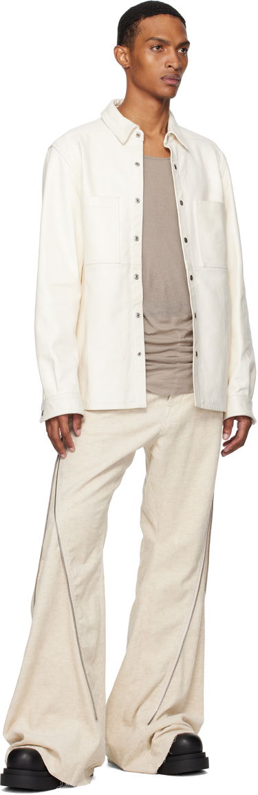 Takki Rick Owens Rick Owens Concordians Leather Overshirt Valkoinen | RU02E1744 LBH, 3