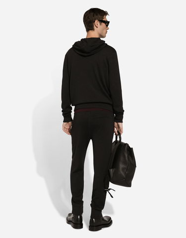 Huppari Dolce & Gabbana Dolce & Gabbana Wool and Silk Hoodie with DG Patch Musta | GXV55ZJFMCZN2958, 2