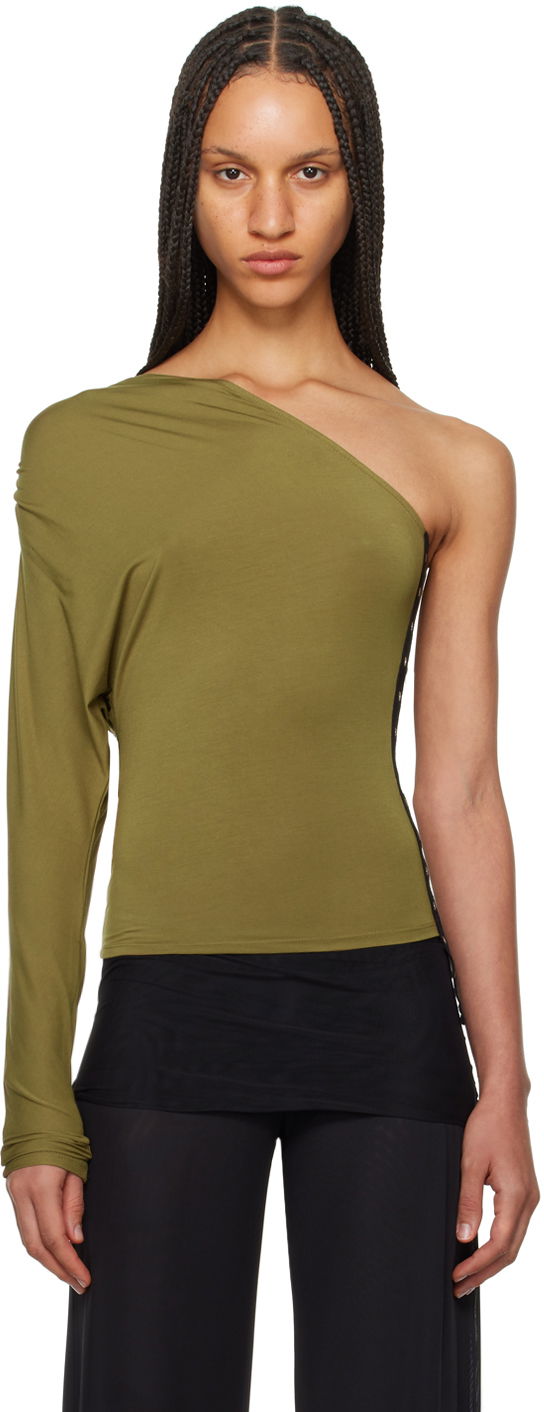 Tankkitoppi Miaou Miaou Katia One-Shoulder Long Sleeve Top Vihreä | 7095TJBCED