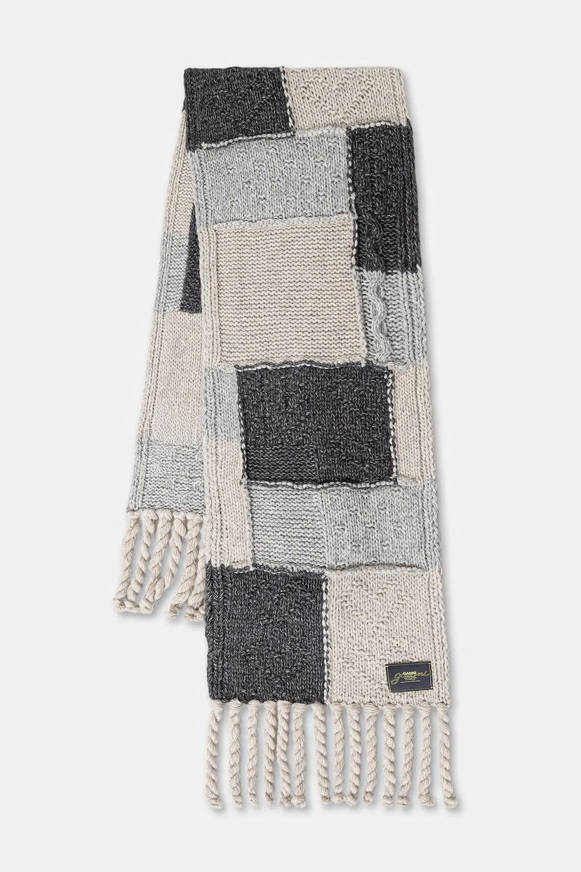 Huivi GANNI Knitted Wool Cotton Bubble Patchwork Scarf Monivärinen | A6662