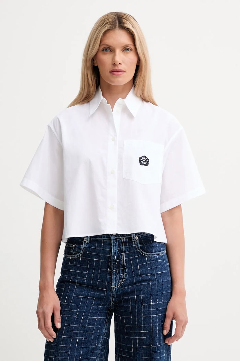 Paita KENZO Kenzo Relaxed Cropped Shirt Valkoinen | FF62CH2469LH