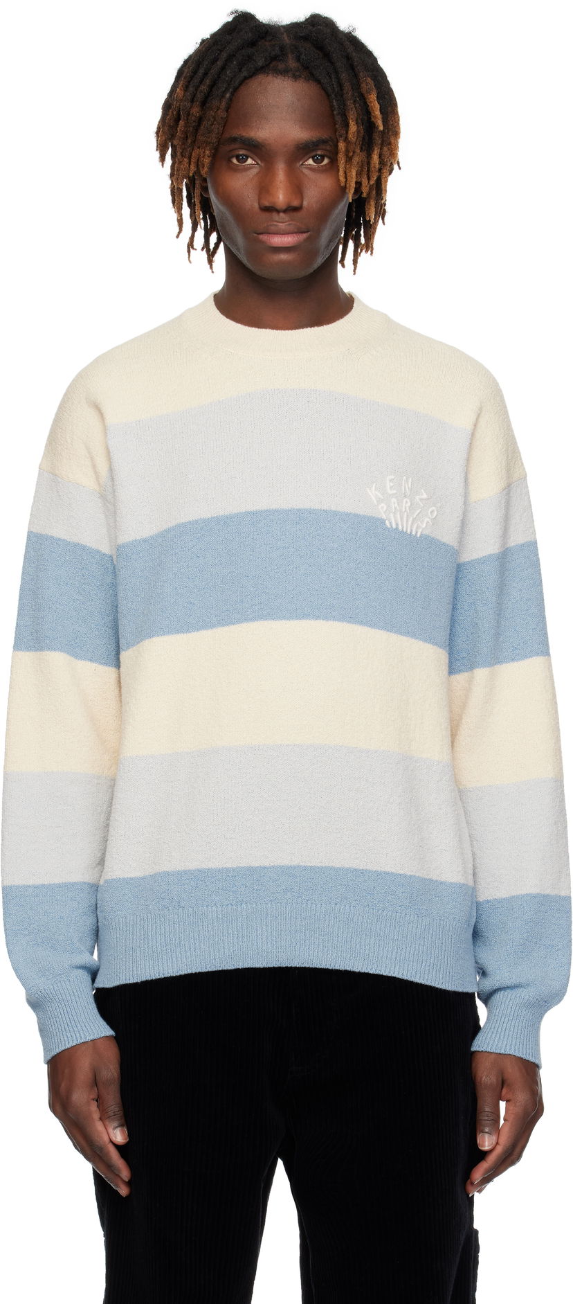 Villapaita KENZO Kenzo Paris Embroidered Striped Sweater Sininen | FF55PU7063CC