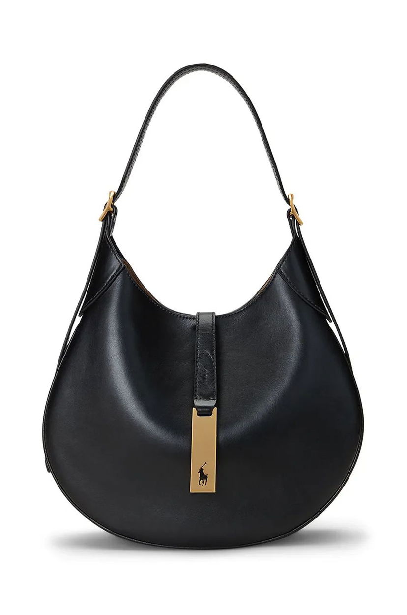 Käsilaukku Polo by Ralph Lauren Leather Hobo Bag Musta | 428944017