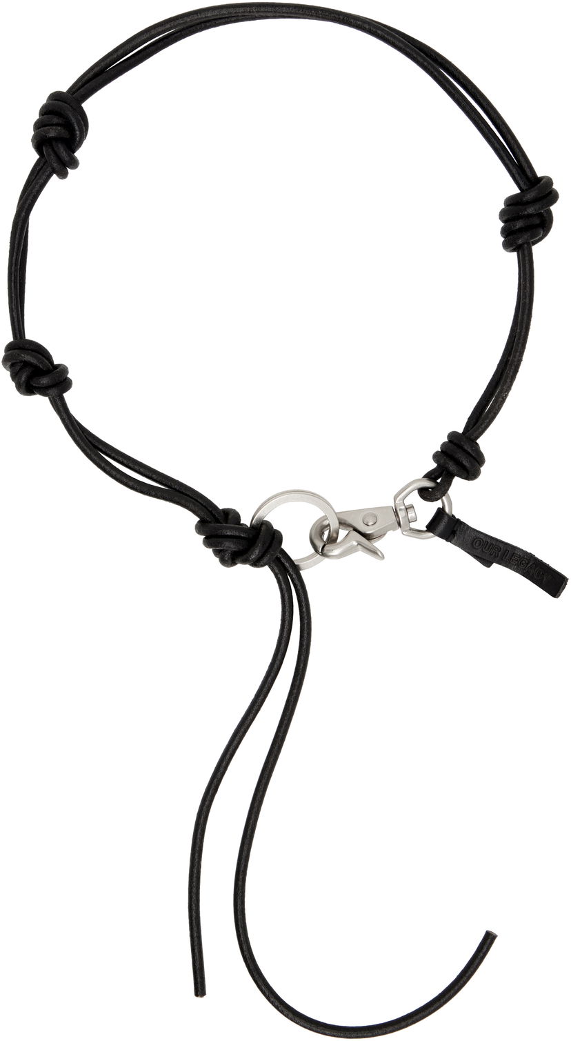 Kaulakoru OUR LEGACY OUR LEGACY Ladon Knotted Cord Necklace with Carabiner Clasp Musta | A4258UB