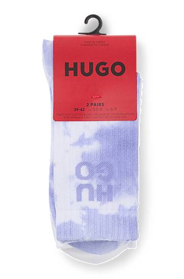 Sukat BOSS Two-Pack of Ribbed Short Socks with Stacked HUGO Logos Violetti | 50537570, 1