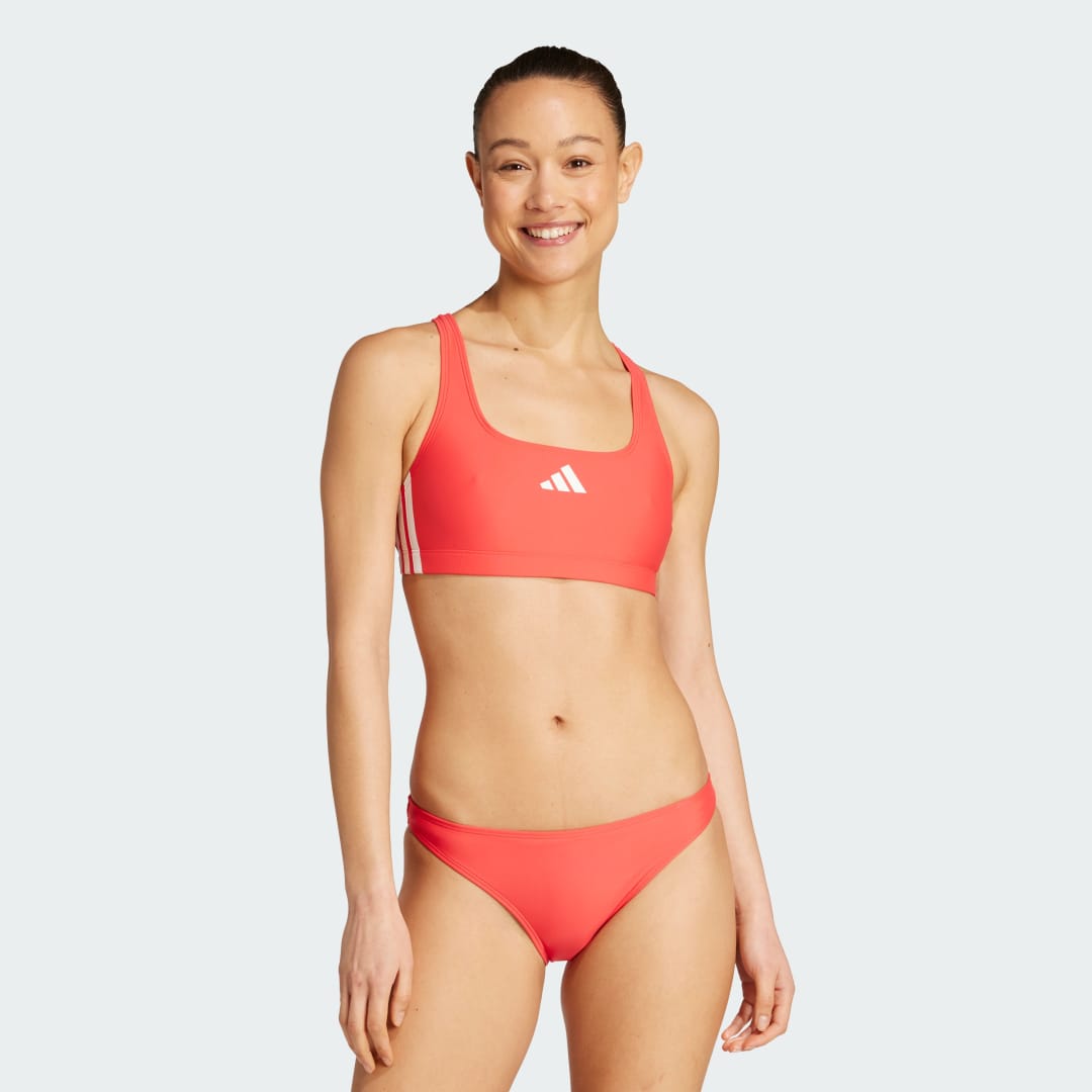 Uimapuvut adidas Performance 3-Stripes Bikini Top and Bottom Set Punainen | JW3735, 0