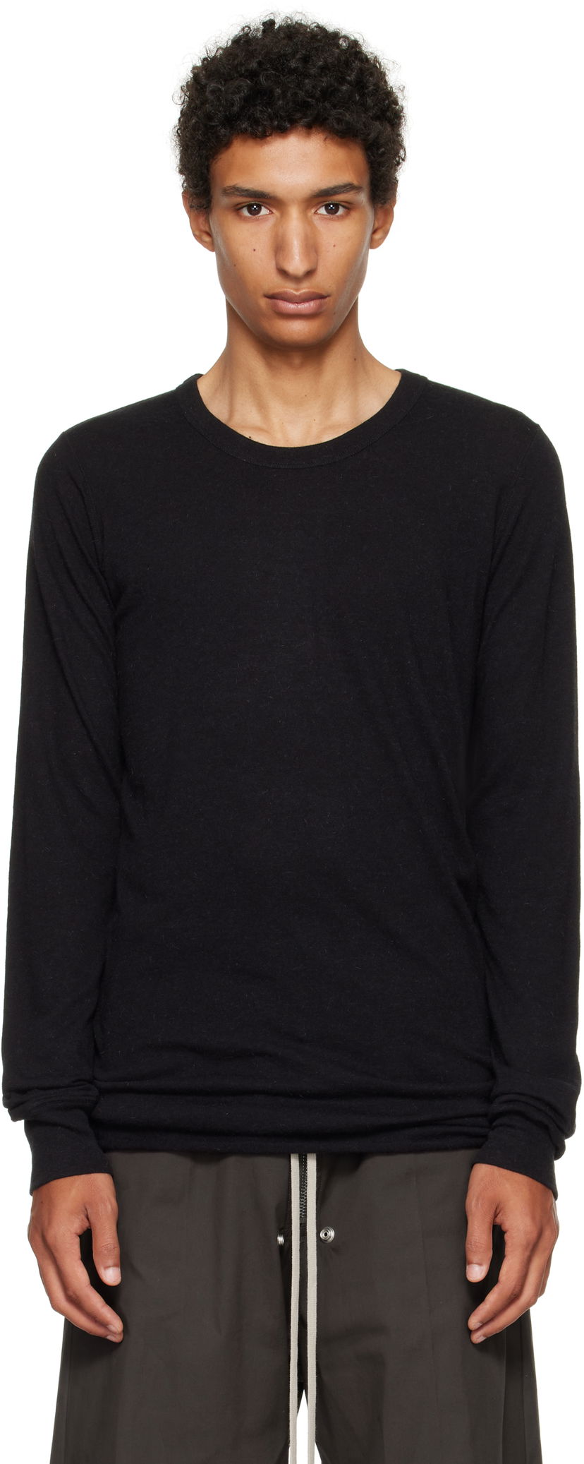 T-paita Rick Owens Concordians Basic Long Sleeve T-shirt Musta | RU02E1252 JR