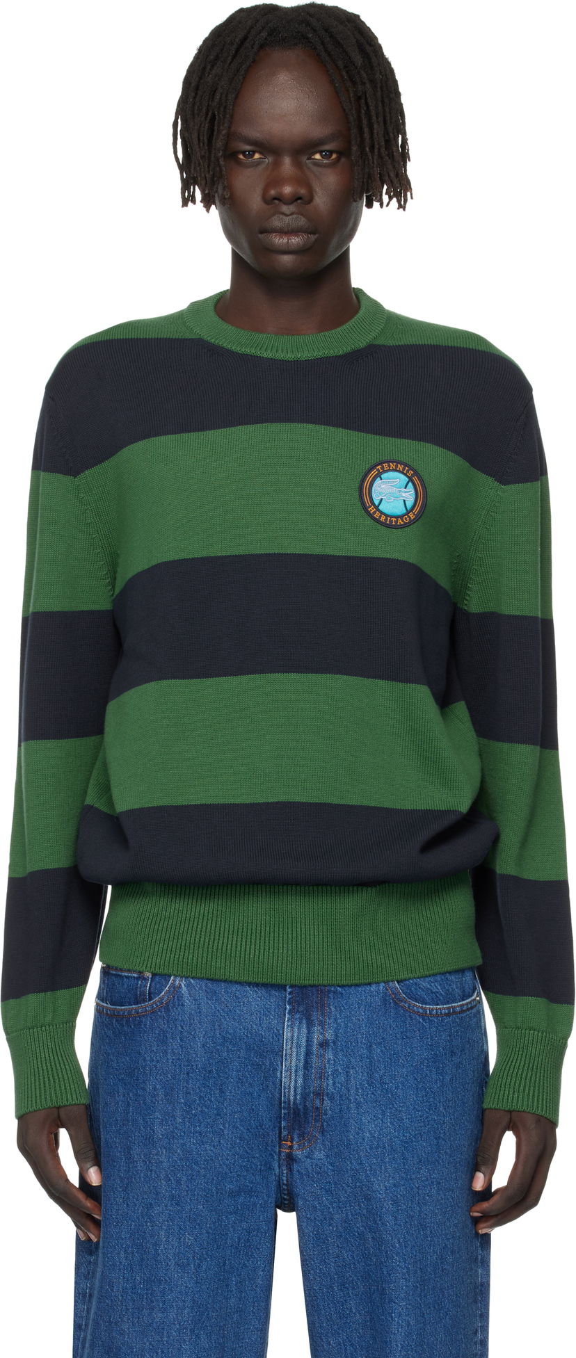 Villapaita Lacoste Lacoste Striped Cotton Jersey Sweater Vihreä | AH5179_C5C