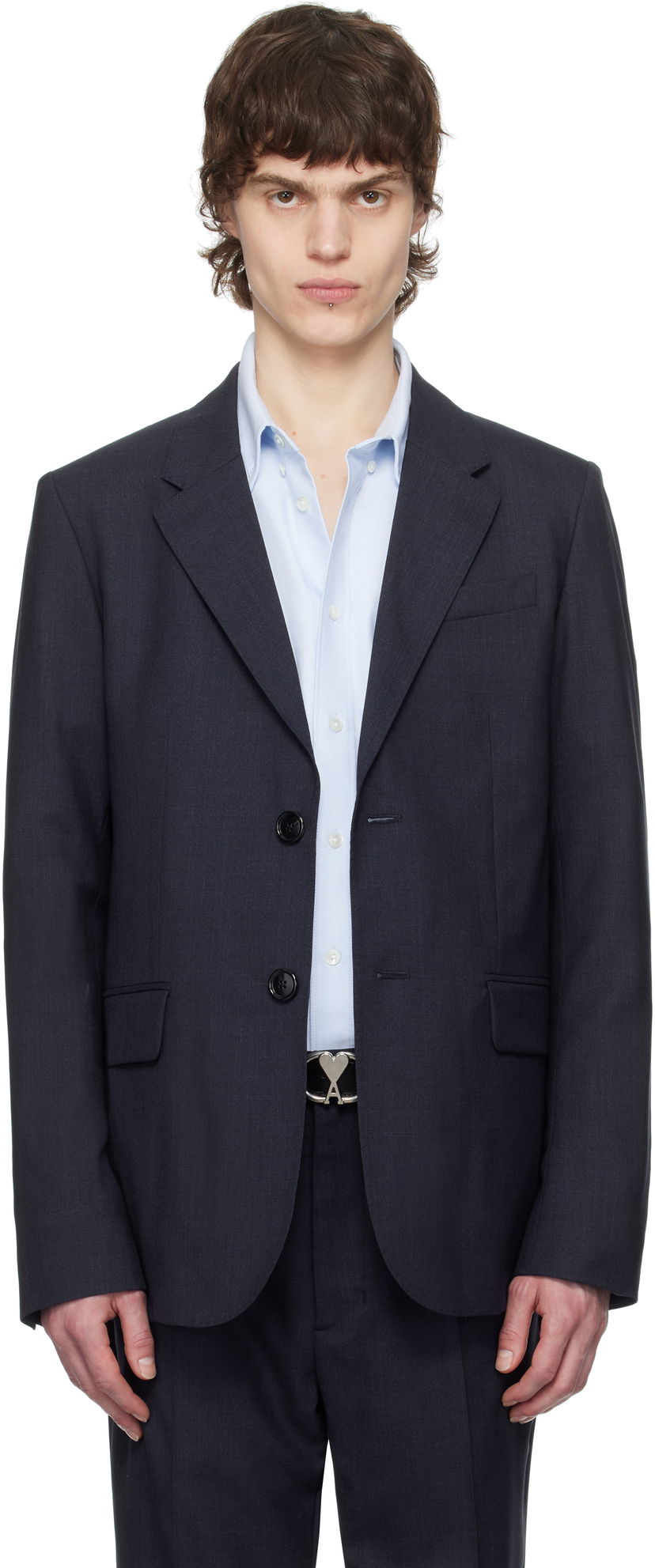 Housut AMI AMI Paris Two Buttons Wool Blazer Tummansininen | HBV008.WV0043