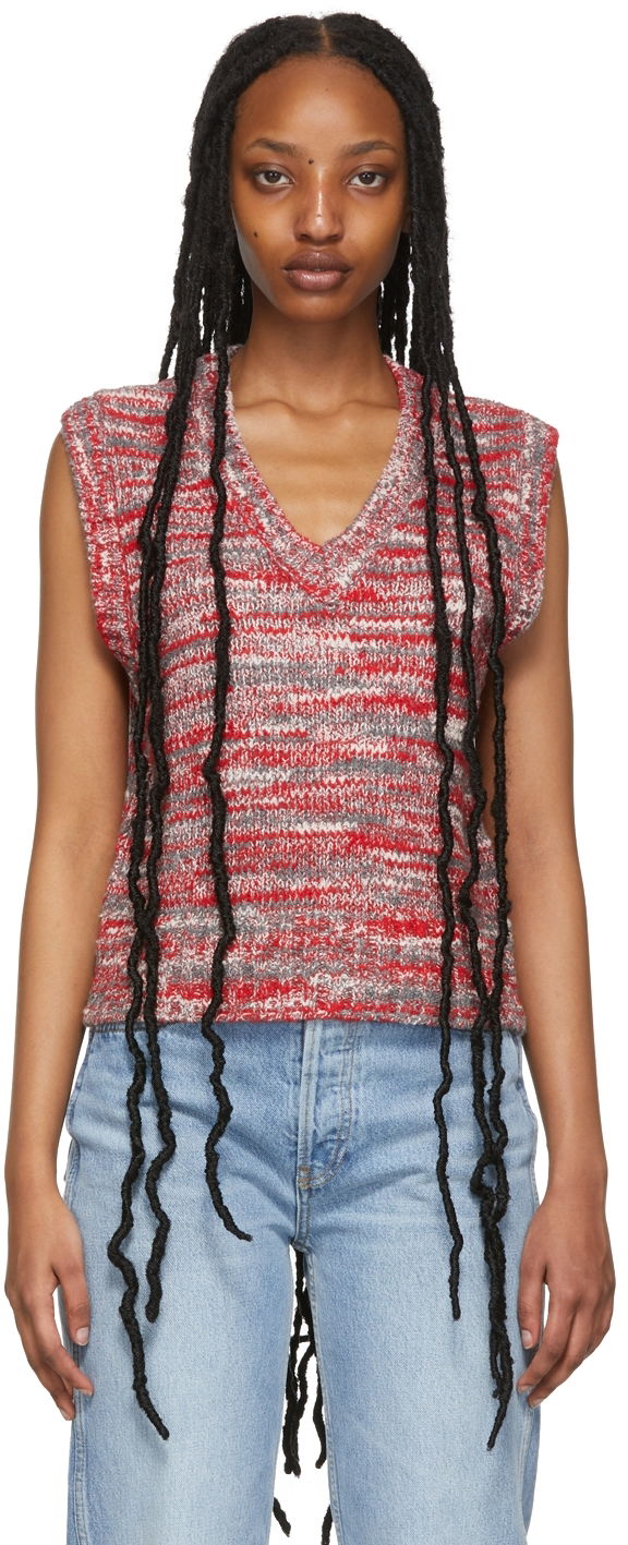 Villapaita RE/DONE Striped Sweater Vest Punainen | 569-10W6SWTV