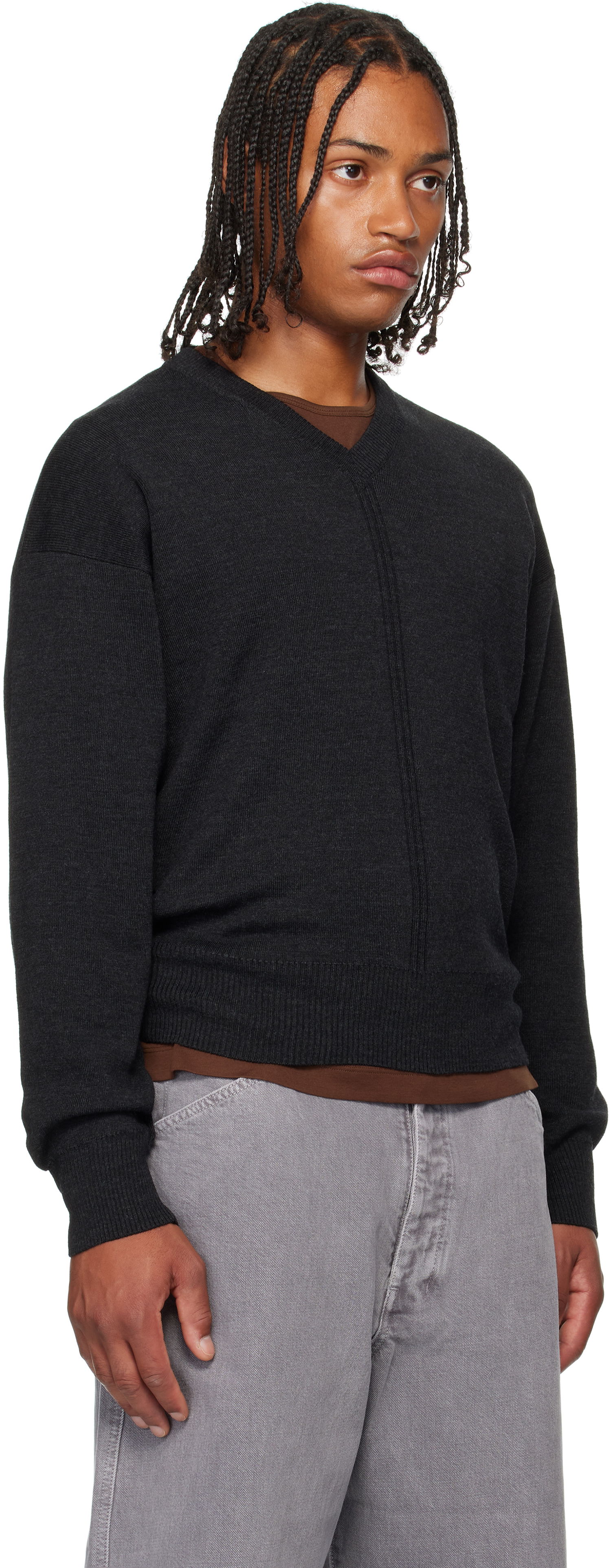 Villapaita LEMAIRE LEMAIRE V-Neck Sweater Musta | TO1430 LK087, 1