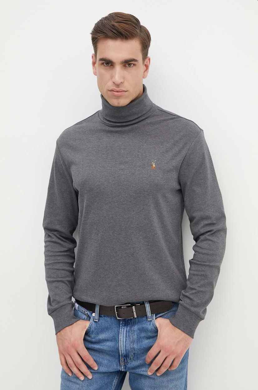 Villapaita Polo by Ralph Lauren Lightweight Cotton Turtleneck Harmaa | 710760126