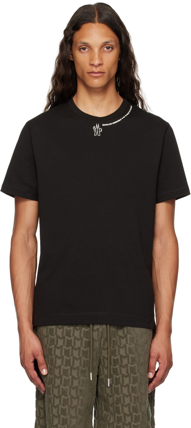 T-paita Moncler Grenoble Black Printed Logo T-Shirt Musta | J20978C0000283927