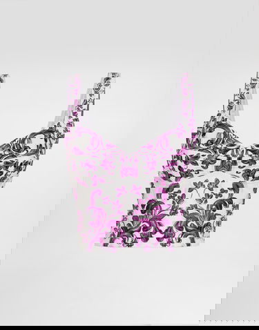 Crop top Dolce & Gabbana Dolce & Gabbana Majolica Print Poplin Bustier Violetti | F7BB1TFI5LSHD5DQ, 0