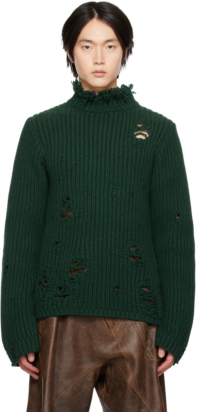 Villapaita JW Anderson Green Distressed Turtleneck Vihreä | KW0792-YN0248, 0