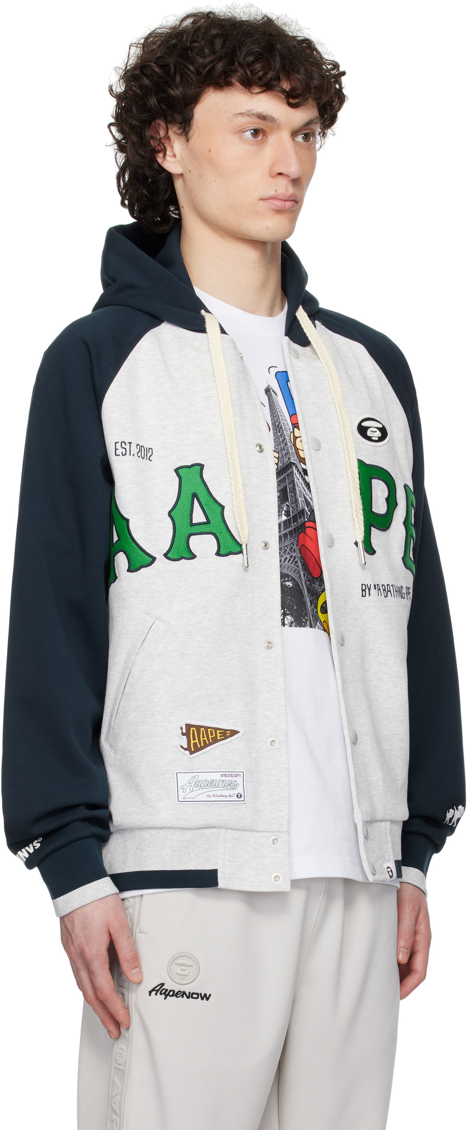 Bomber-takki AAPE by A Bathing Ape AAPE by A Bathing Ape Main Zip Up Hoodie Jacket Harmaa | AAPSWMC323XANWH2, 1