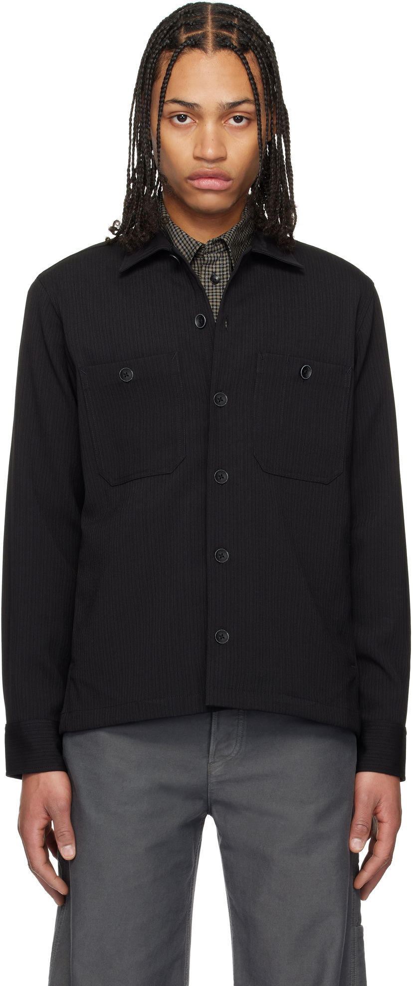 Paita rag & bone Rag & Bone Hyde Striped Overshirt Musta | MBW24HA019TWML