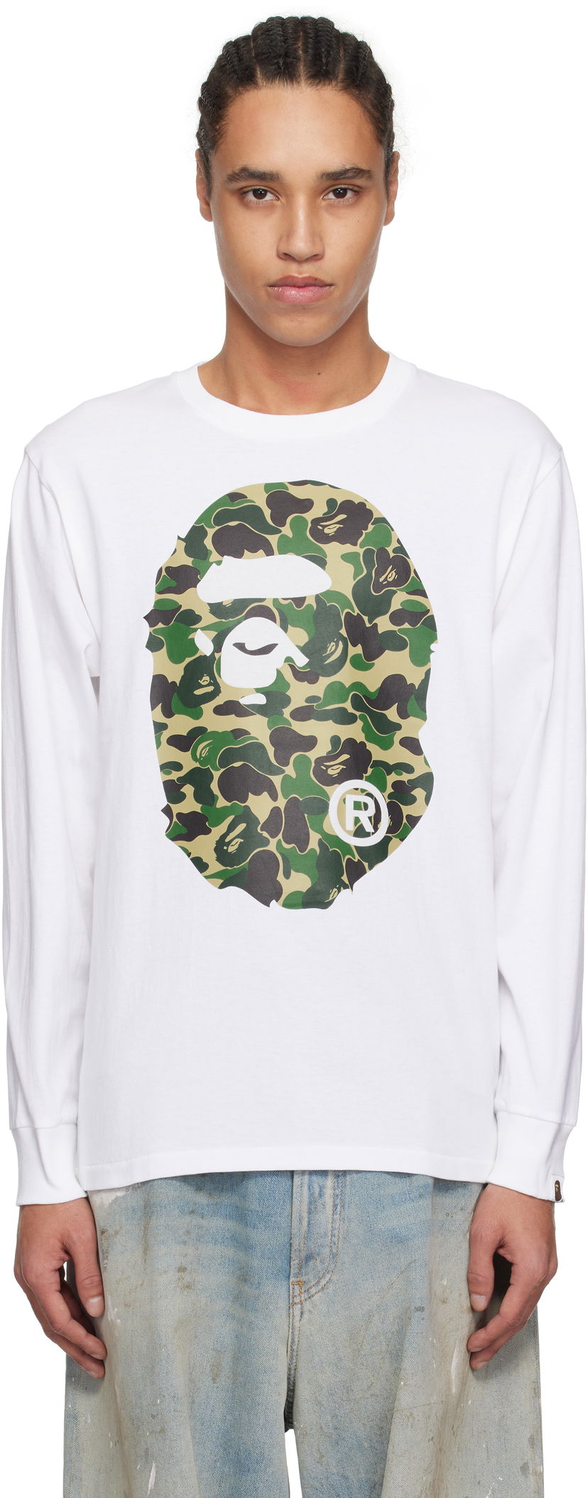 T-paita BAPE A Bathing Ape ABC Camo Big Ape Head Long Sleeve T-Shirt Valkoinen | 001LTL301015M