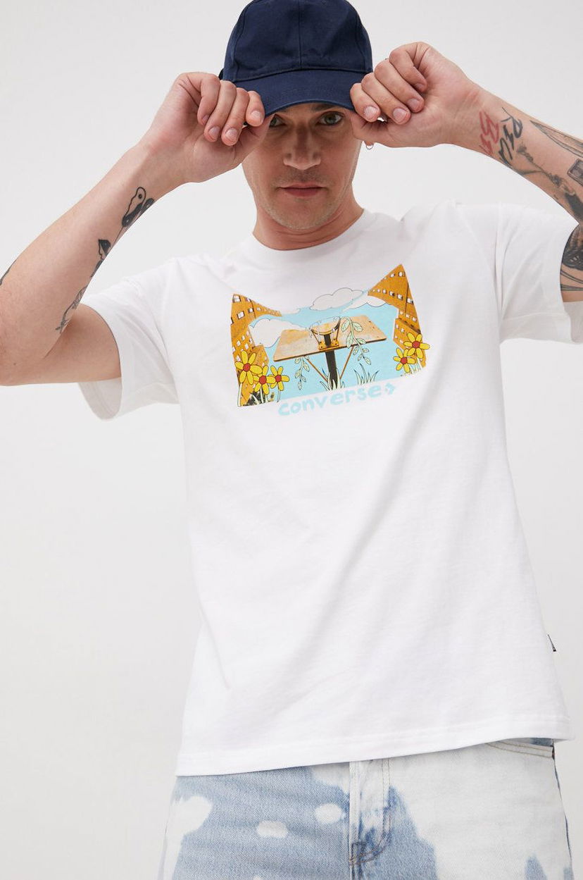 T-paita Converse Converse Printed T-Shirt Valkoinen | 10023257.A03