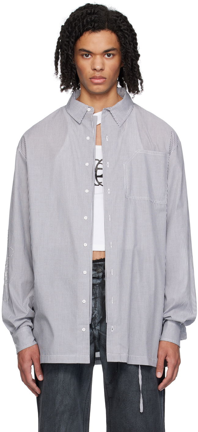 Paita Ottolinger Ottolinger Oversized Pinstriped Shirt Harmaa | 1103101