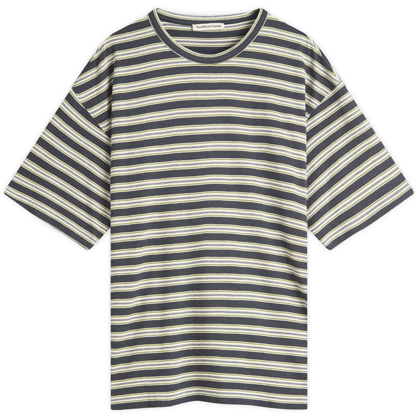 T-paita YMC YMC Triple Jacquard Stripe T-Shirt, Size Large Harmaa | P6YMJ-90