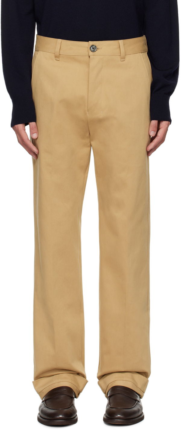 Housut AMI Paris Tan Straight Trousers Beige | HTR015.CO0082