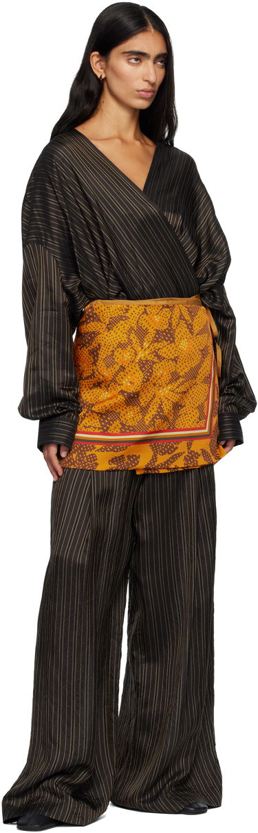 Paita Dries Van Noten Dries Van Noten Striped Long Sleeve Wrap Shirt Ruskea | 252-010715-2267, 3