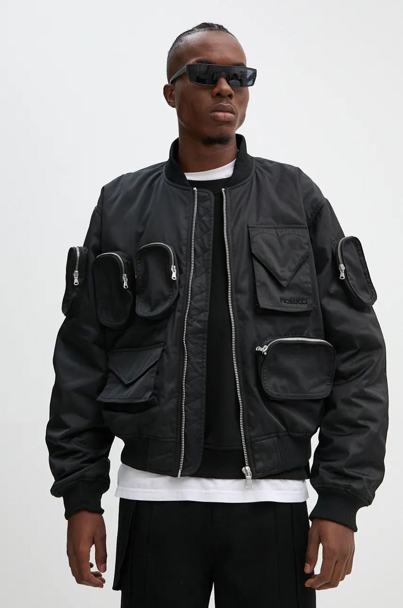 Bomber-takki Fiorucci Multi Pocket Bomber Jacket Musta | U01FPOJA165NY01BK01