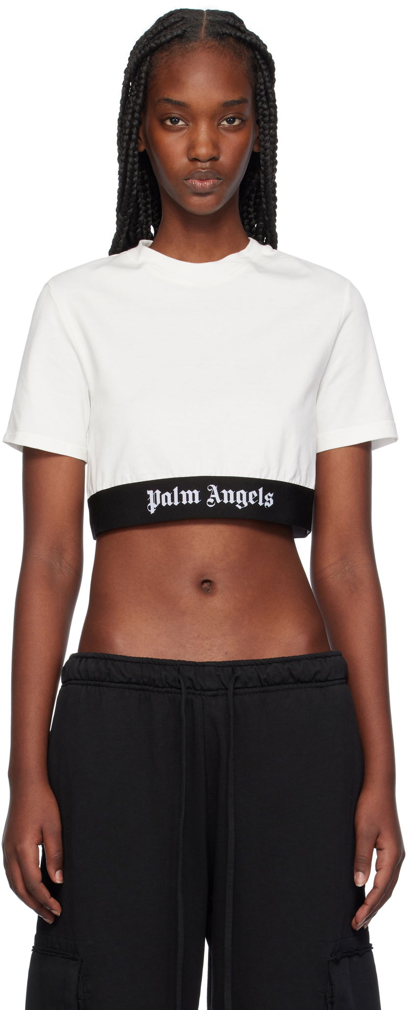 Crop top Palm Angels Logo Tape Cropped Valkoinen | PWAA067C99JER0010310