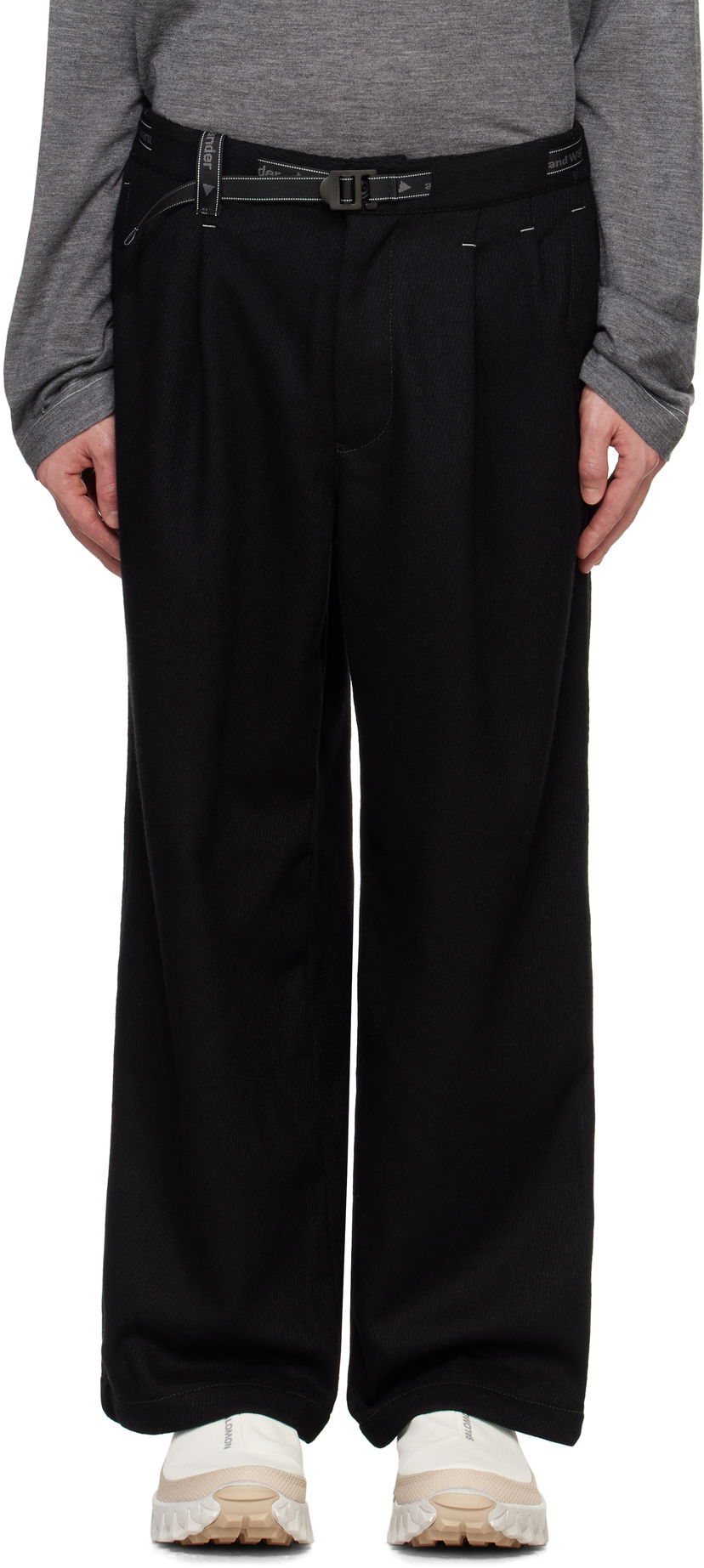 Housut and wander Rewool Tweed Wide Trousers Musta | 5744282188